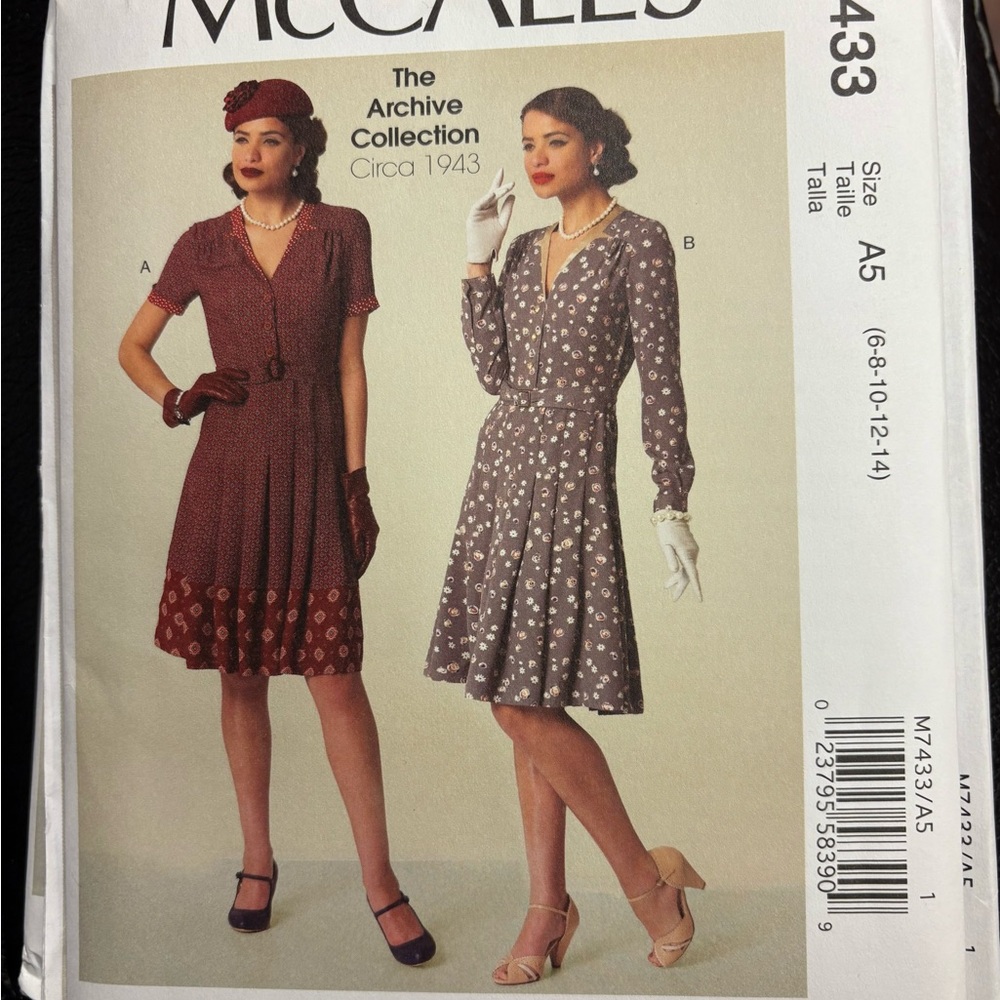 McCall's Sewing Pattern M7433, of "The Archive Collection"